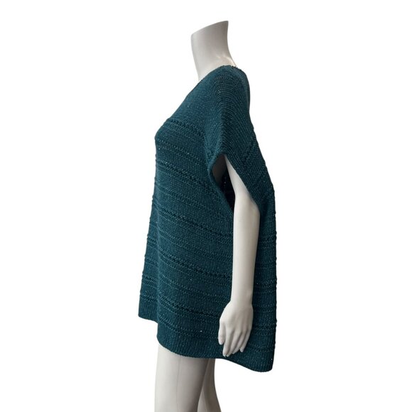 $498 Lafayette 148 Blue Teal Knit Metallic Cotton Seater size XXL - Picture 6 of 8